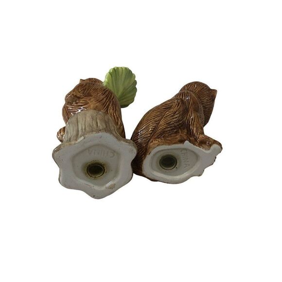 Pair of Vintage Glazed Ceramic Monkey Salt and Pepper Shakers Firebird Furniture - Picture 3 of 3